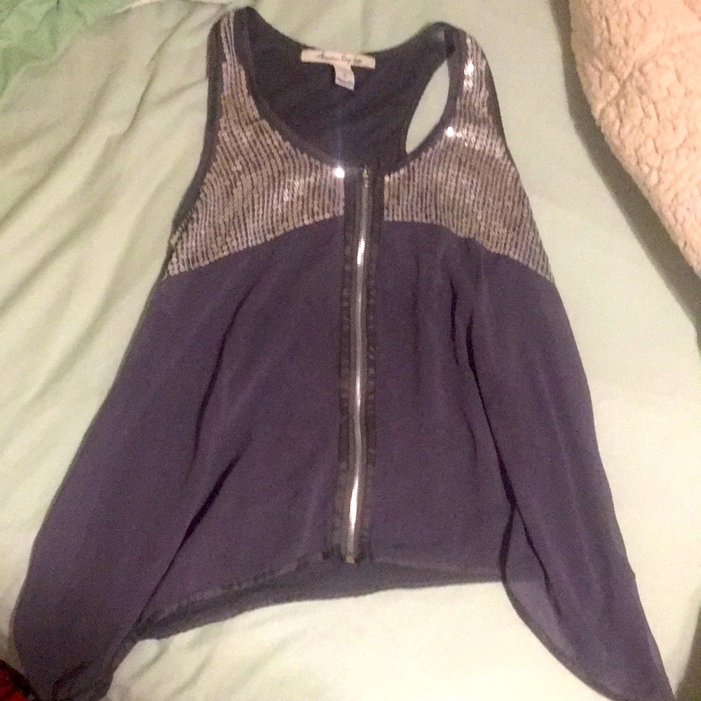 Pretty grey sparkly sequin racer back top